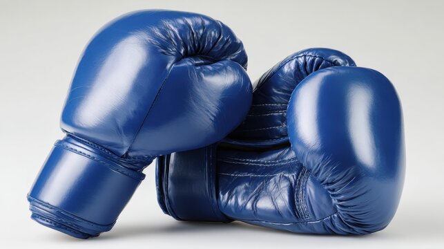 bright blue boxing gloves on white background