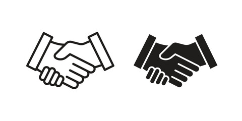 Obraz premium Business deal icon in black stroke eps vector graphic