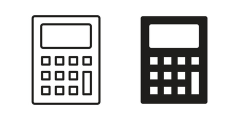 Calculator icon in black stroke eps vector graphic