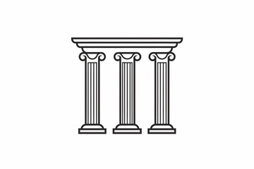 Obraz premium Minimalist icon showing three ancient columns with ionic capitals