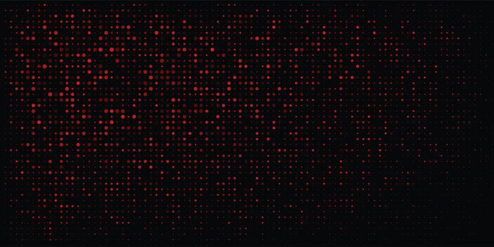 Abstract Red Dot Matrix Background With Digital Halftone Pattern and Futuristic Pixel Grid