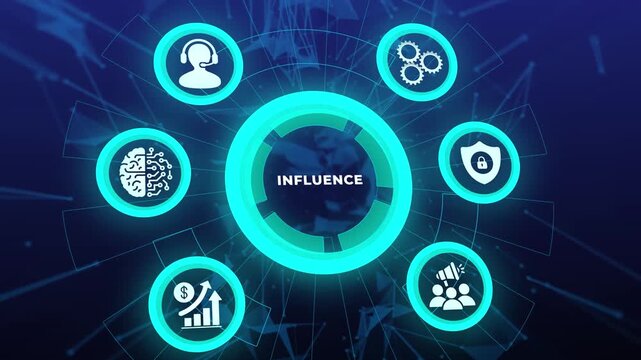 Influence Impact Leadership Authority Social Persuasion Business Concept. Business, Technology, Internet and Network Concept.