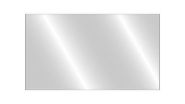 PNG clear transparent glass plate with realistic light reflection and soft glare. Crystal clean glossy rectangular acrylic plastic panel screen overlay for mockup isolated on transparent background.