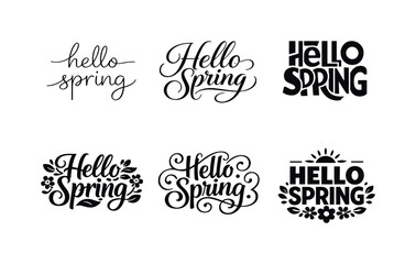 Fototapeta premium Clean spring calligraphy. Set lettering. harmonious lettering variations of the same emblematic concept, each with different artistic