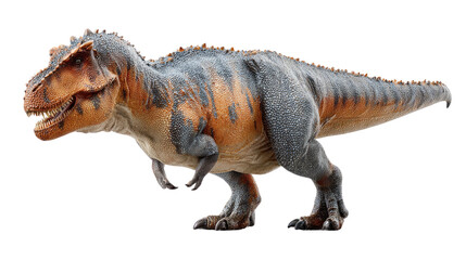 Naklejka premium Tyrannosaurus Rex: A fierce Tyrannosaurus Rex strides forward, embodying prehistoric power. Captured with stunning detail.