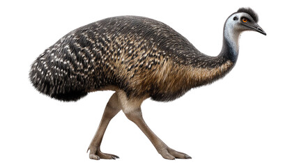 Obraz premium Emu in Stride: A detailed studio shot of an emu, a large flightless bird, showcases its unique features and textures, with a striking gaze.