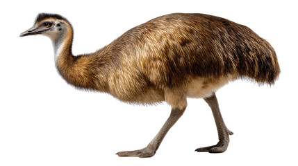 Obraz premium Emu in Motion: An emu strides confidently across a stark background, its unique plumage and powerful legs conveying a sense of freedom and natural beauty.