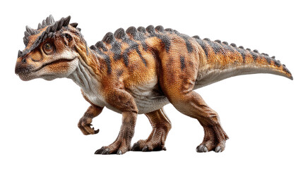 Naklejka premium Majestic Dinosaur: A detailed depiction of a Styracosaurus, showcasing its impressive frill and horns, against a clean backdrop. 
