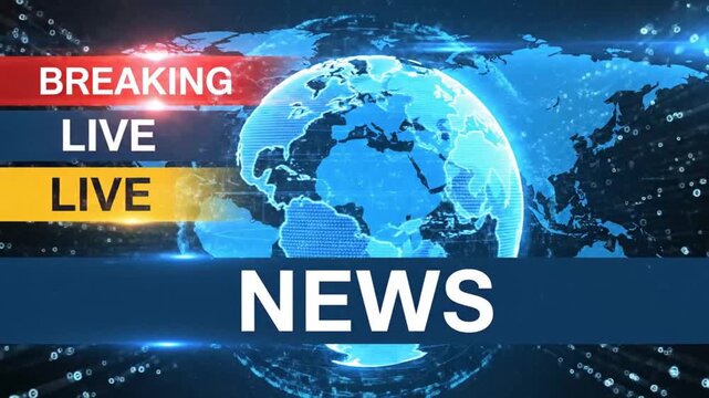 Breaking Live News Broadcast with Globe and Graphics