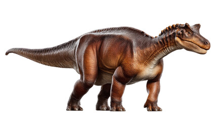 Fototapeta premium Ancient Herbivore: A solitary dinosaur stands poised, its massive form a testament to prehistoric life. A captivating display of ancient era's natural history.