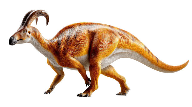 Magnificent Parasaurolophus in Motion: A lifelike illustration of a Parasaurolophus, a herbivorous dinosaur, strides confidently across the canvas.