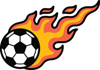 Soccer ball on fire with colorful flame trail vector illustration graphic isolated on transparent background