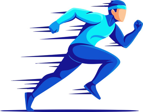 Man Wearing Blue Running Suit.