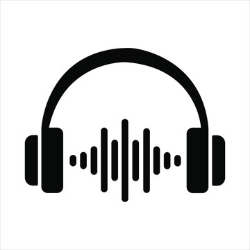 Modern headphones with audio waveform visualization on the earpiece