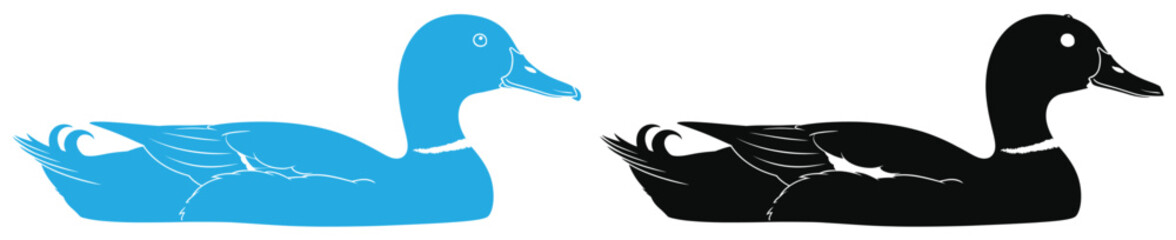 Duck Silhouette Flat Icon . Elegant silhouette vector icon set showcasing various swans and ducks for nature-themed designs and illustrations . © Nabila