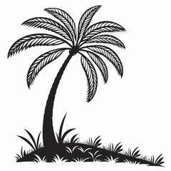 Fototapeta premium An exotic tropical summer landscape featuring a palm tree silhouette vector illustration perfect for beach travel and island paradise nature design