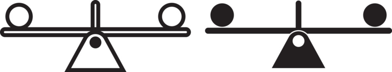 balance swing icon, playground seesaw vector icon set. Simple black and white seesaw illustration with a minimalist silhouette. Seesaw icon, logo, app, template. EPS10