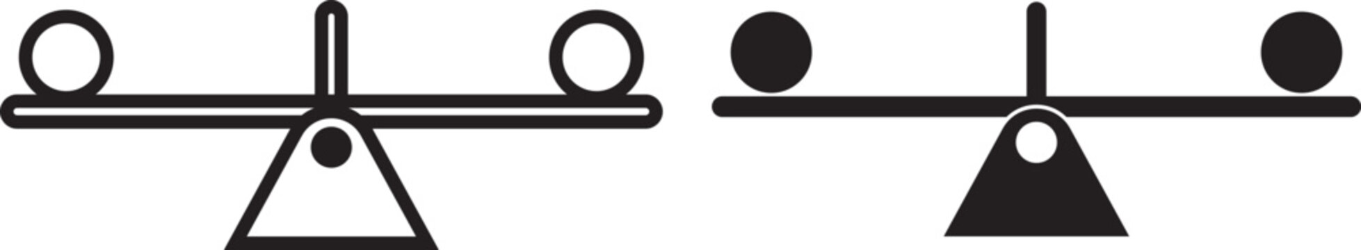 balance swing icon, playground seesaw vector icon set. Simple black and white seesaw illustration with a minimalist silhouette. Seesaw icon, logo, app, template. EPS10
