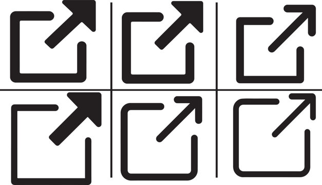 External link icon set with arrow square styles for web UI, hyperlinks, navigation and new window.
