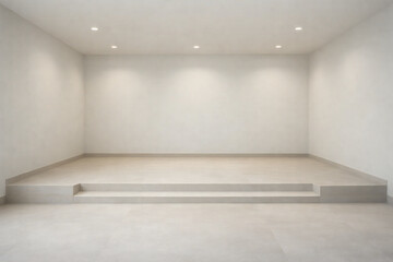 Modern empty room interior with sunken floor level