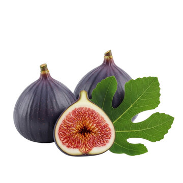 Fresh figs and fig leaf On Transparent Background