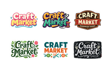 Fototapeta premium Craft Market. Set lettering. harmonious lettering variations of the same emblematic concept, each with different artistic interpretation