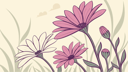 Obraz premium pink flowers on a white background
