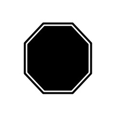 A sleek black octagonal shape with a white outline against a plain background.