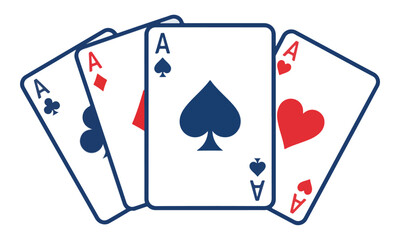 Obraz premium Four Aces Playing Card Hand Isolated Vector Icon