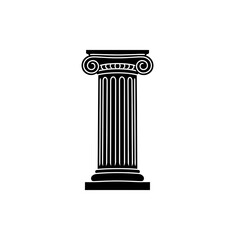 Obraz premium Ionic Column Architectural Element Black Silhouette.