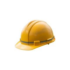 Fototapeta premium Yellow hard hat with reflective stripe safety helmet