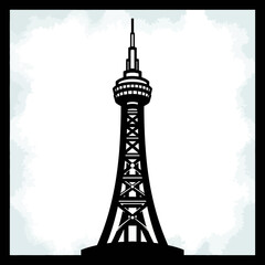 Obraz premium Silhouette of a Tall Observation Tower.