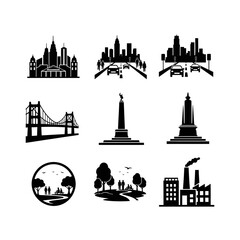 Fototapeta premium Collection of Cityscape and Landmark Silhouettes.