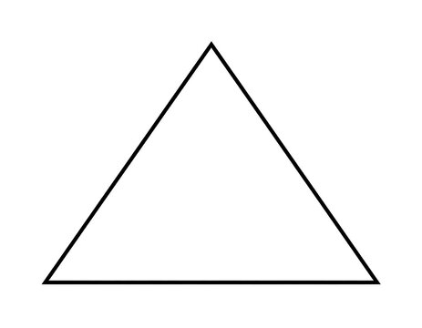 A perfectly drawn, equilateral triangle, outlined in black, centered against a stark white background. Simple and clean illustration