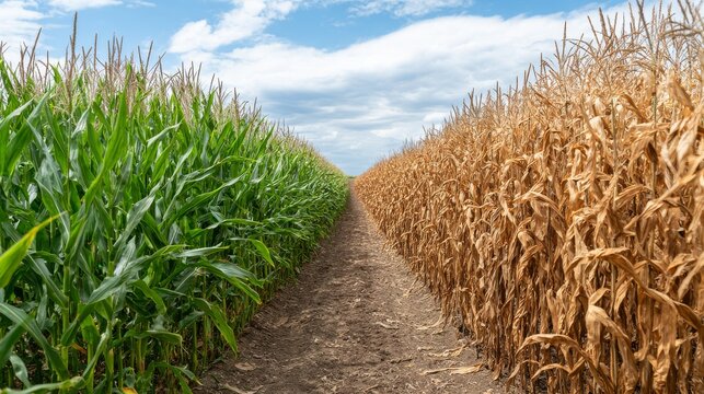 healthy green crops  vers. semi wilted plants