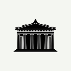 Fototapeta premium Ancient Greek Temple Building Silhouette.