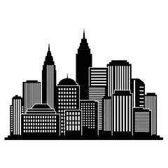 Obraz premium Black and White Cityscape Silhouette of Modern Skyscrapers.