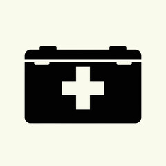 Obraz premium Black and white first aid kit icon.