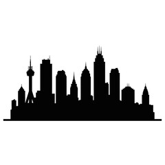Fototapeta premium Cityscape Silhouette of Modern Buildings and Tower.