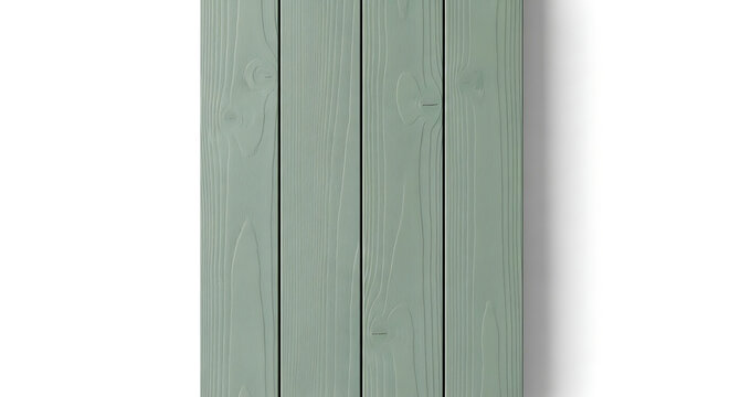 A premium high-resolution architectural photograph featuring a decorative vertical wood panel composed of five parallel timber planks in a muted sage green or olive finish.