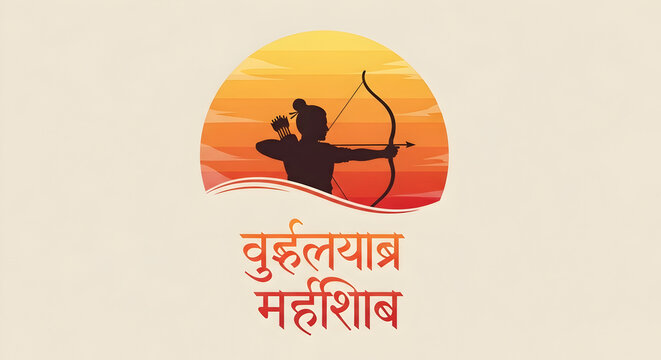 happy Ram Navami with Lotrd Ram ji silhoutte, a Hindu festival celebration Ram navami Background Design. abstract vector illustration design