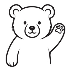 Adorable Bear Cub Waving Paw, Cartoon Style © Zulfa