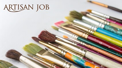 Fototapeta premium Colorful Array of Paint Brushes for Creative Artistic Projects