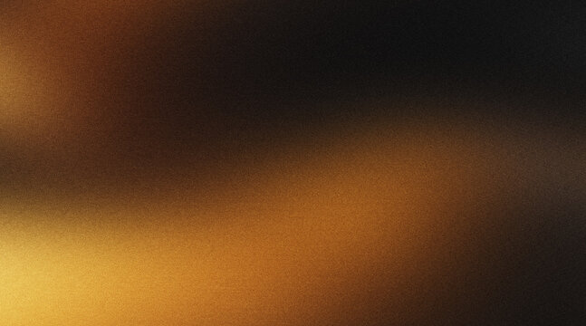 Golden amber light wave on dark brown gradient background with grainy noise texture and copy space.