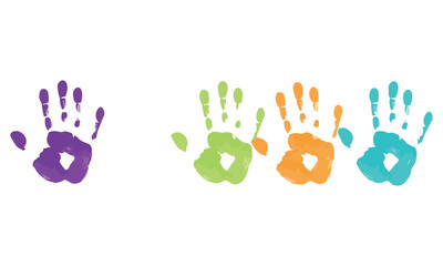 Colorful Handprint and Footprint Set &ndash; Kids Paint Hands, Baby Feet, Fingerprint and Artistic Imprint Vector Collection