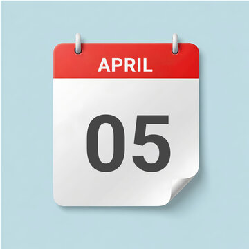 A calendar page showing the date April 5th on a light blue background