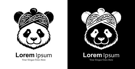 Logo design in the shape of a panda head wearing a blangkon © Yohanes