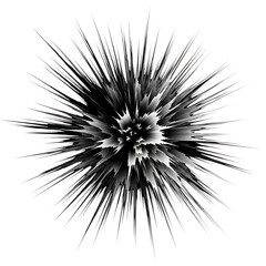 Obraz premium Black and white abstract explosion with sharp radial lines isolated on transparent background