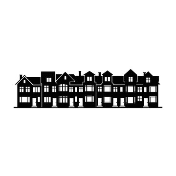 Row of Terraced Houses Silhouette.