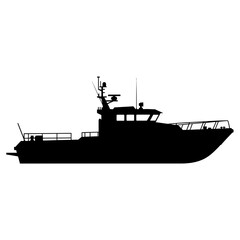 Obraz premium Silhouette of a Modern Motor Yacht.